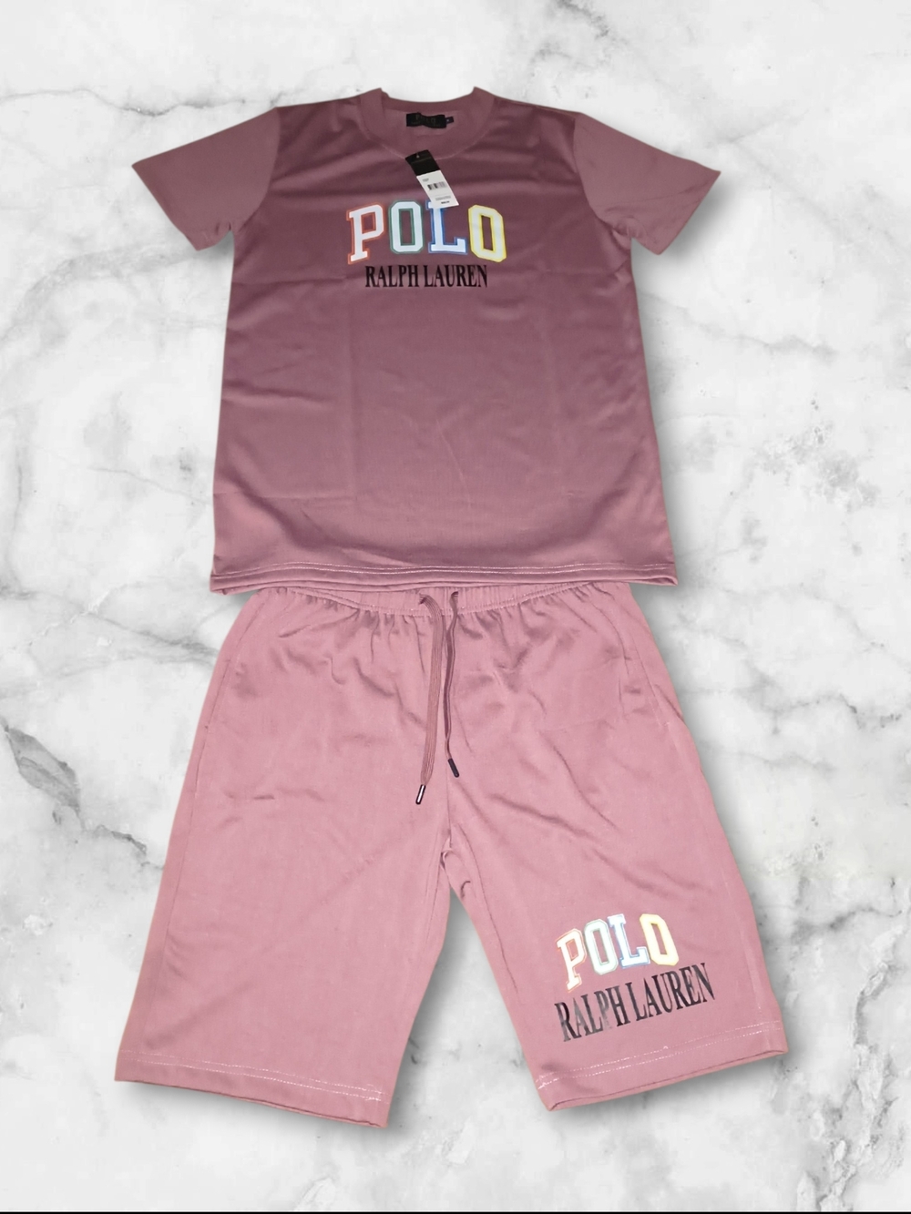 Polo Ralph Lauren Dusty Pink Color Logo Tee & Shorts Set